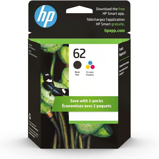 62 Black/Tri-Color Ink for HP (2-Pack) 