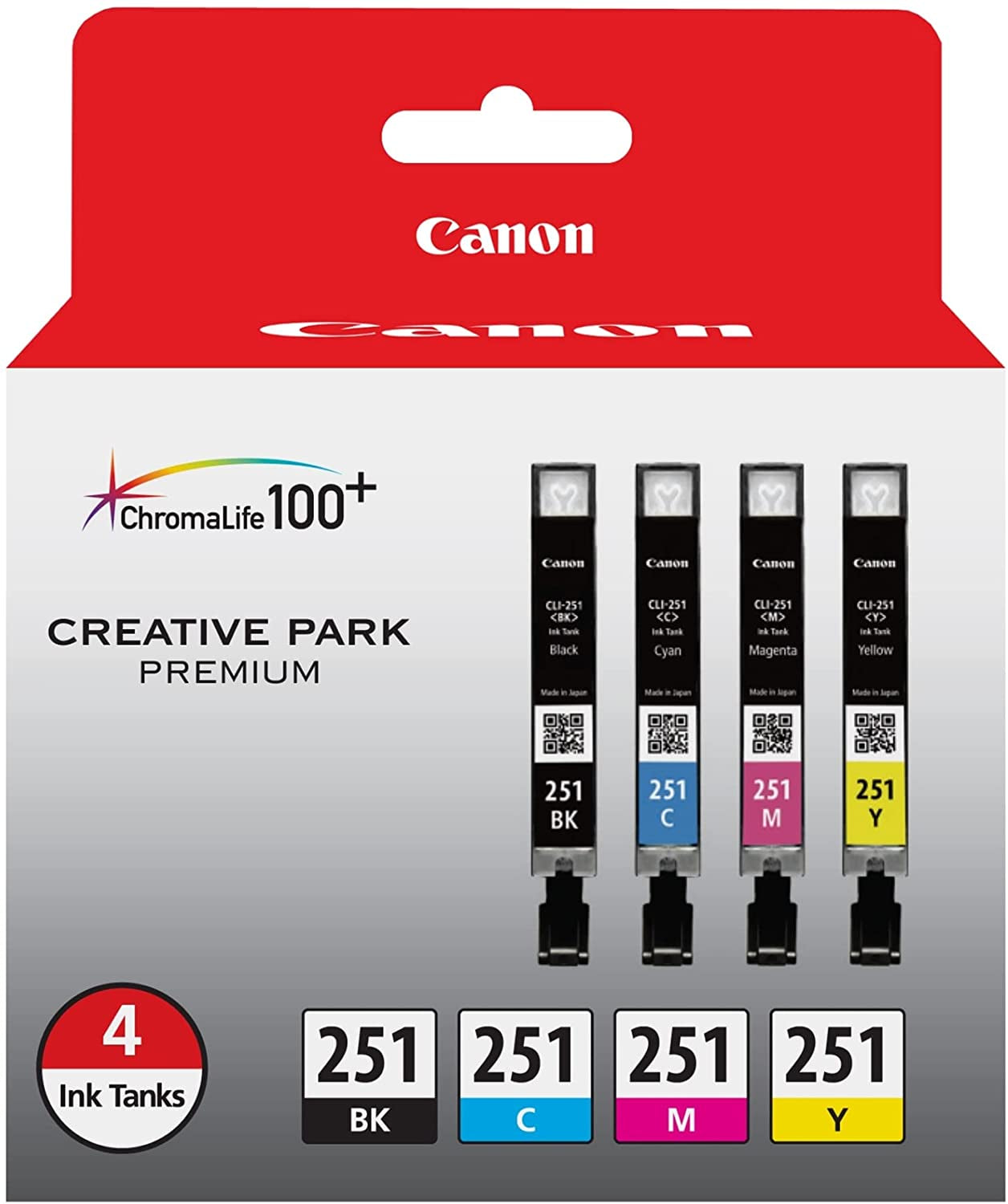 CLI-251 BK/CMY Ink for Canon (4 pack)