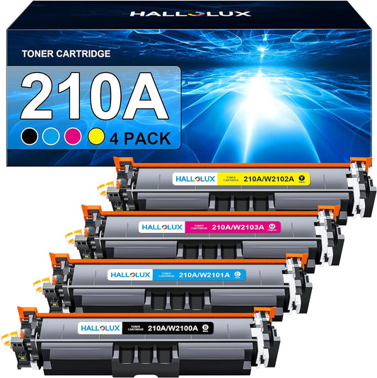 210A Toner Cartridges 4 Pack 210X (No Chip) Replacement for HP (‎Black Cyan Yellow Magenta)