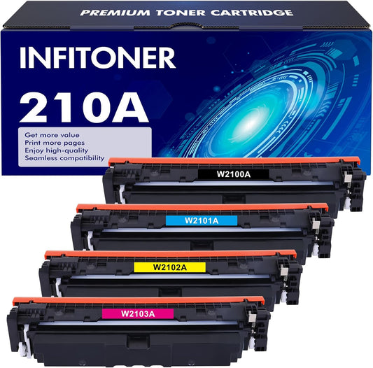 210A Toner Cartridges 4 Pack Compatible Replacement for HP Color Laserjet Pro MFP 4301Fdw 4301Fdn Pro 4201Dw 4201Dn Series Printer 210X 210 W2100A W2100X High Yield Ink (‎Black Cyan Yellow Magenta)