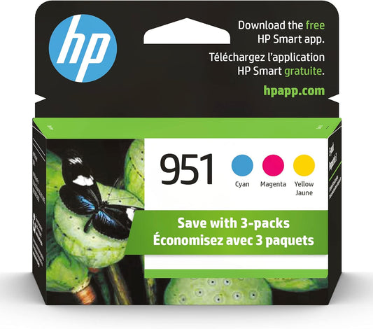 951 Cyan, Magenta, Yellow Ink Cartridges for HP (Combo 3-Pack)