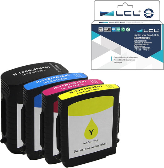 10/11 Compatible Ink Cartridge Replacement for HP (4-Pack Black Cyan Magenta Yellow)