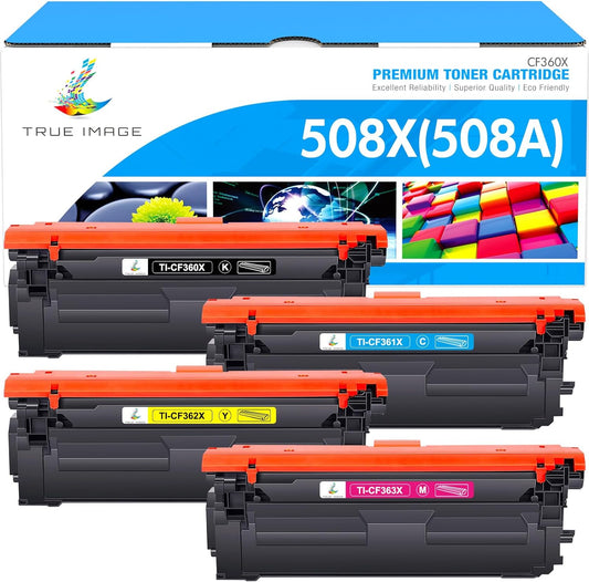 508X Compatible Toner Cartridge Replacement for HP (Black Cyan Yellow Magenta 4-Pack)