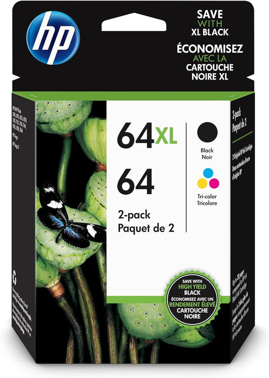 64 Color/64XL Black Ink Cartridge for HP (Combo 2-Pack)