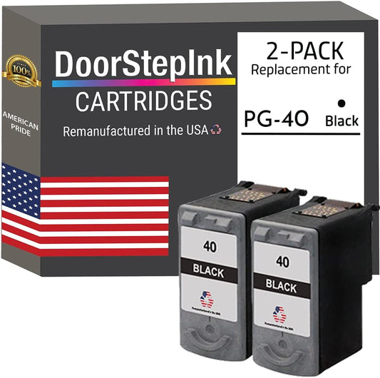 PG-40 Remanufactured Ink Cartridge for Canon (Black) (2 Pack)