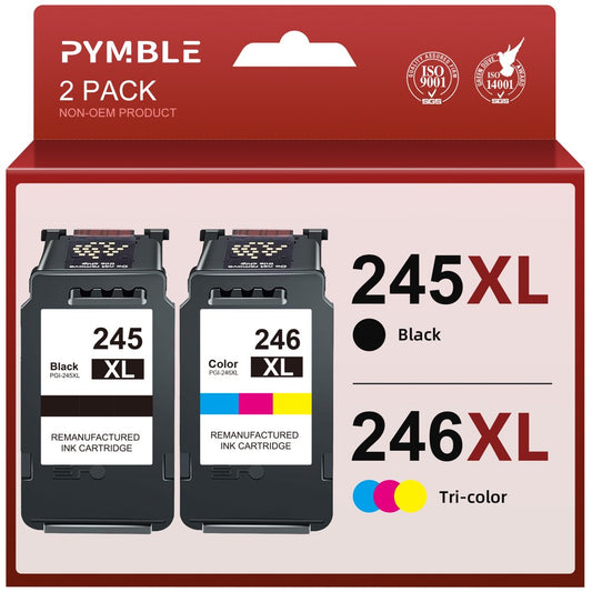 Ink Cartridges for Canon Printer (2-Pack, Black, Tri-Color) (245XL)
